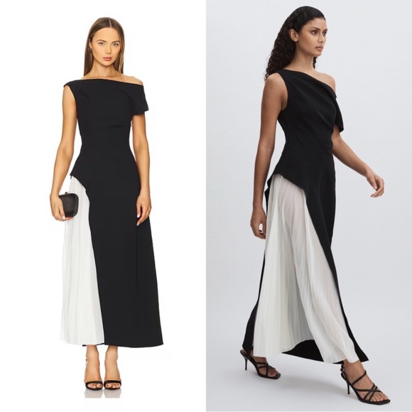 ACLER Sudden Midi Dress in Black & Ivory - Picture 1 of 8